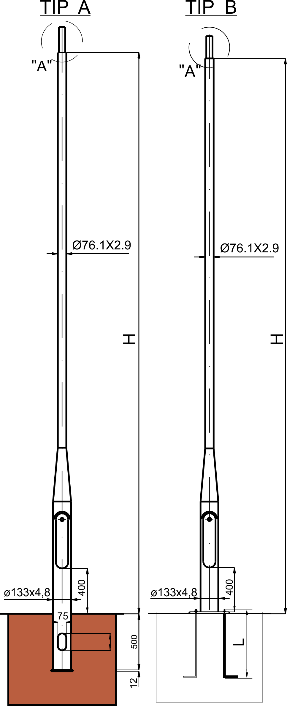 SEGMENTNI CEVNI - ČELIČNI STUBOVI